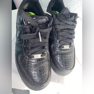 Black, croc Air Force one, patent leather swoosh